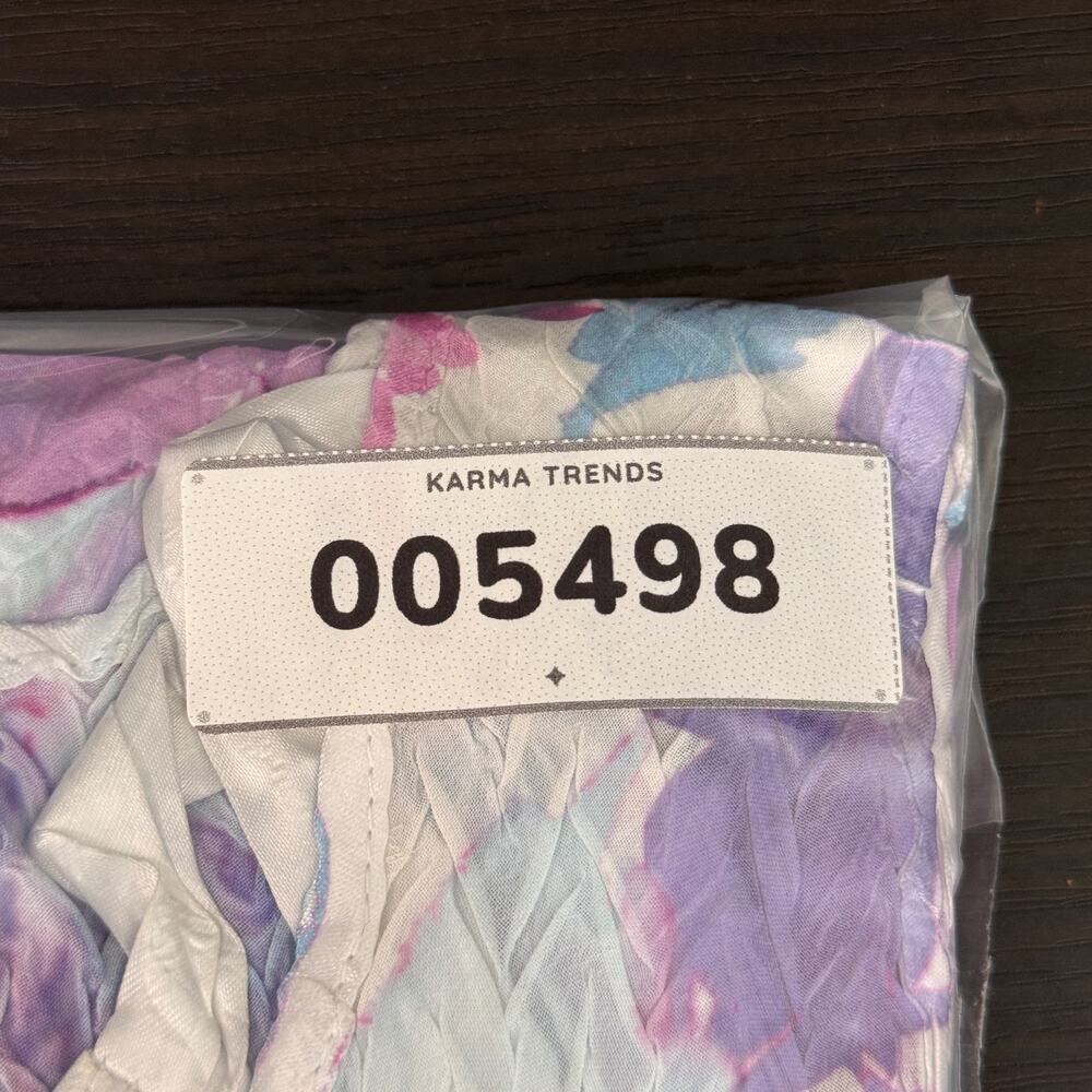 Komarov Dress Womens Medium Floral Watercolor Ruffle Maxi Crinkle Wedding Guest - Picture 9 of 9